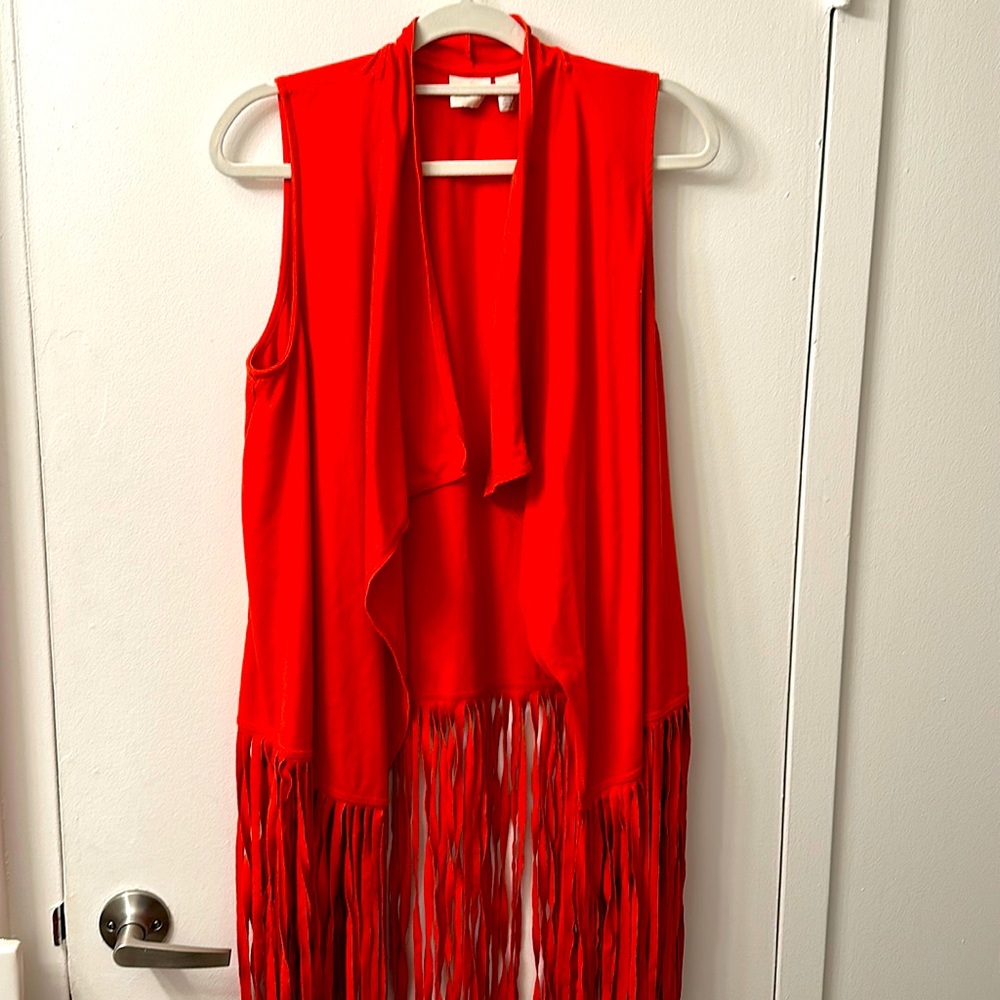 Red fringe western cowboy vest